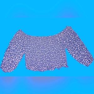 Off the Shoulder Blue Floral Top